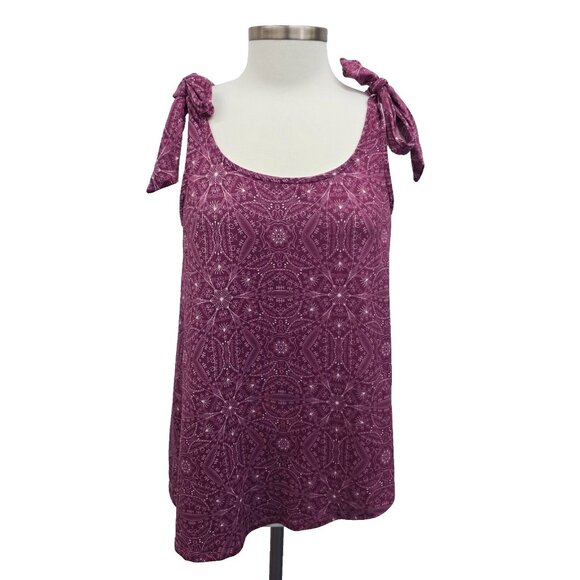 Nanu XL Purple Tie Shoulder Tank Top Sleeveless Scoop Neck Boho Festival Casual - Picture 2 of 11